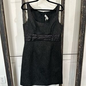 Badgley Mischka Size 14 Metallic BLACK Lace Textured Sleeveless Dress